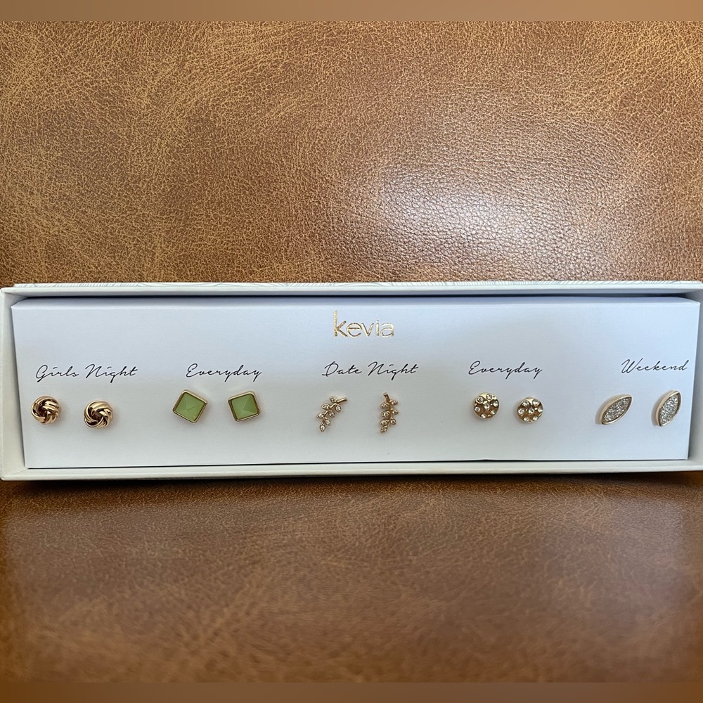 Brand new set of 5 Kevia earrings